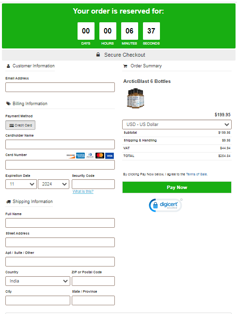 arctic-blast-checkout-page